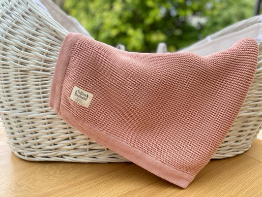 Dusty Pink Organic Cotton Knitted Baby Blanket – Sweet, Eco-Friendly Baby Blanket for Restful Sleep