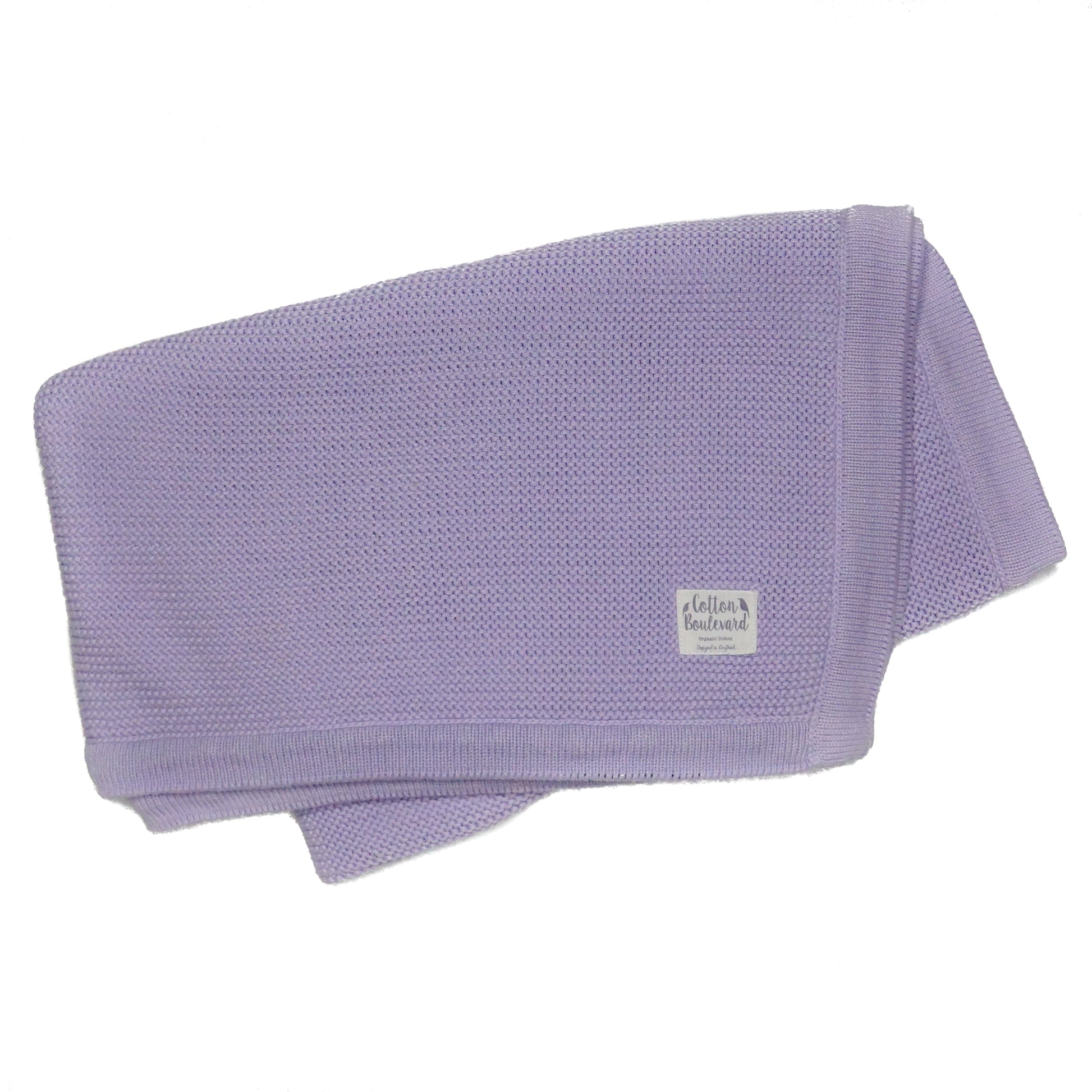 Lavender Organic Cotton Knitted Baby Blanket – Gentle and Cosy Baby Blanket in Soft Lavender Shade