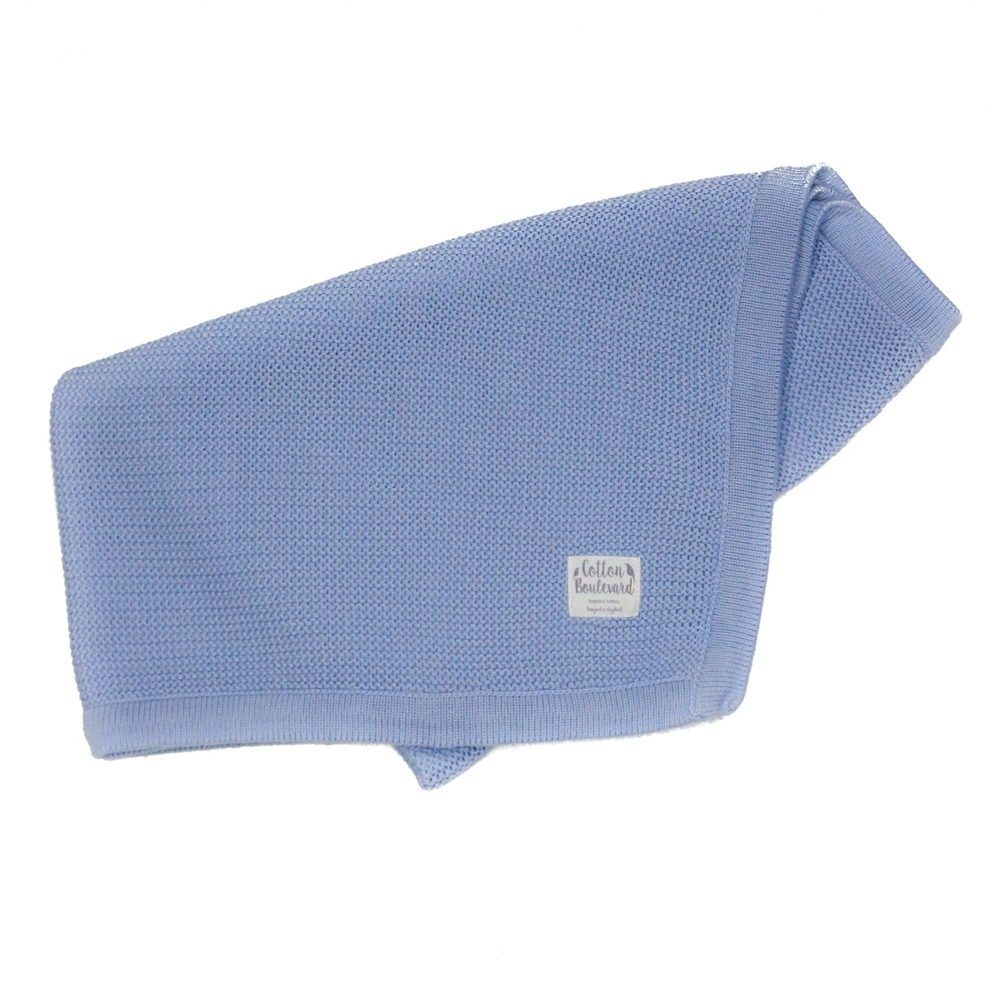 Pure Organic Cotton Misty Blue Knitted Baby Blanket – Comfortable and Stylish for Baby's Bedtime