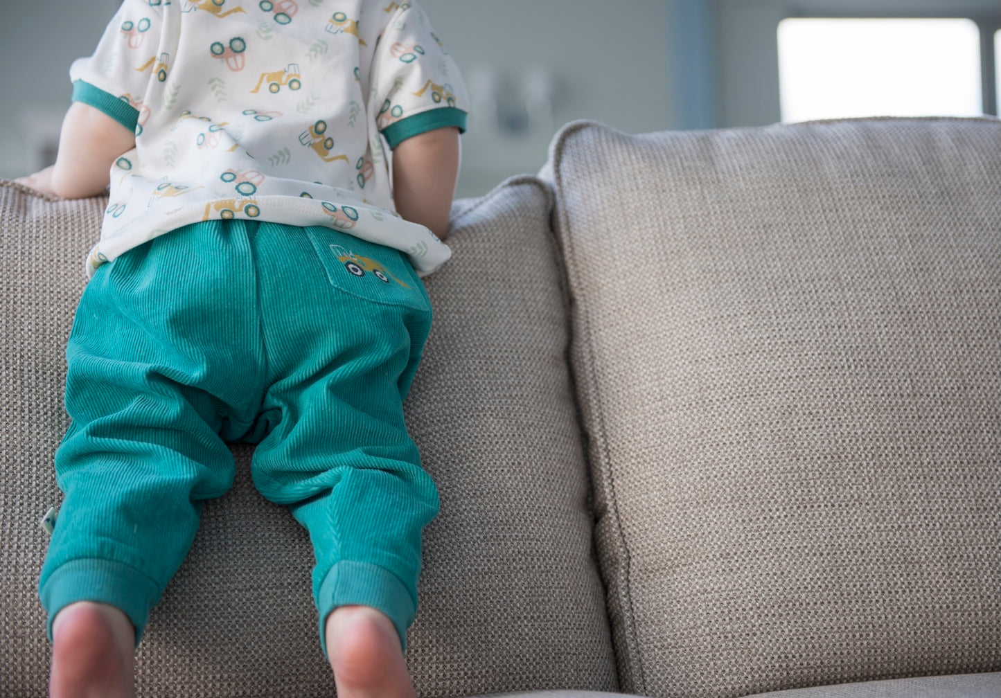 Pure Organic Cotton Green Babycord Tractor Joggers