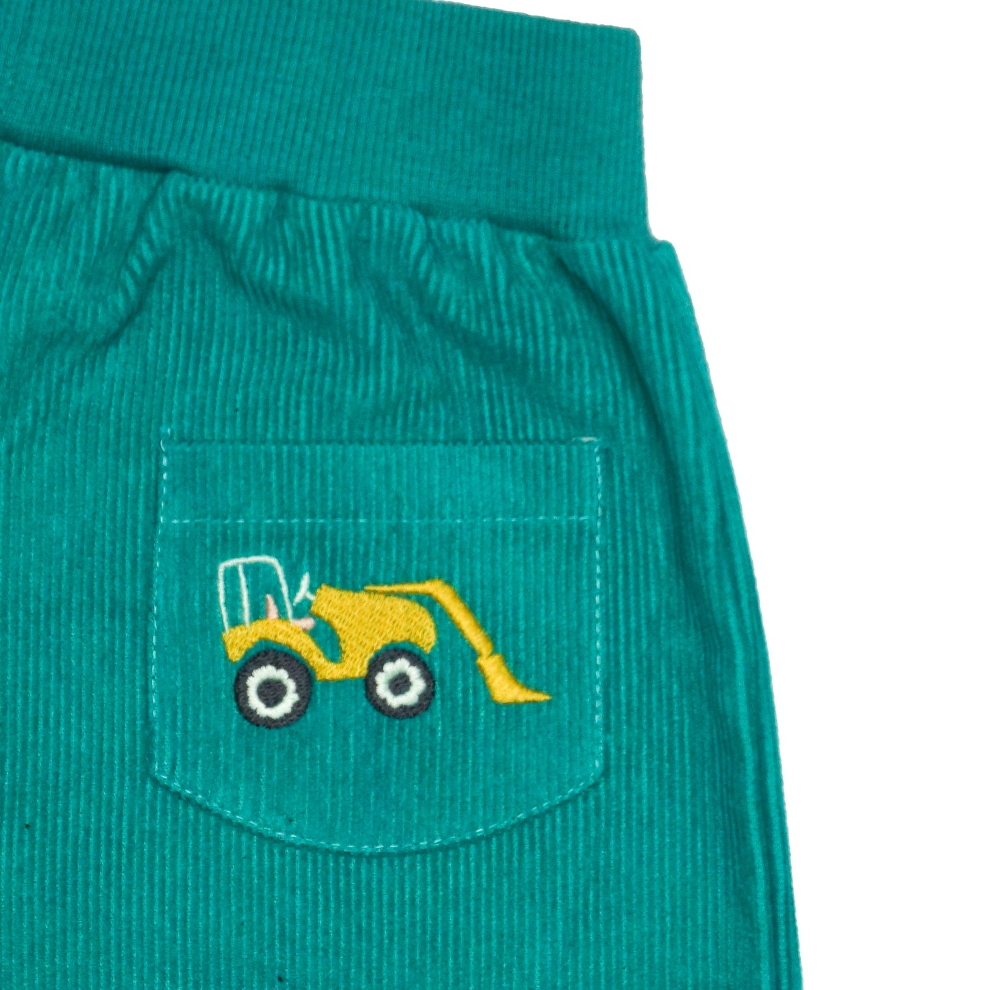 Pure Organic Cotton Green Babycord Tractor Joggers