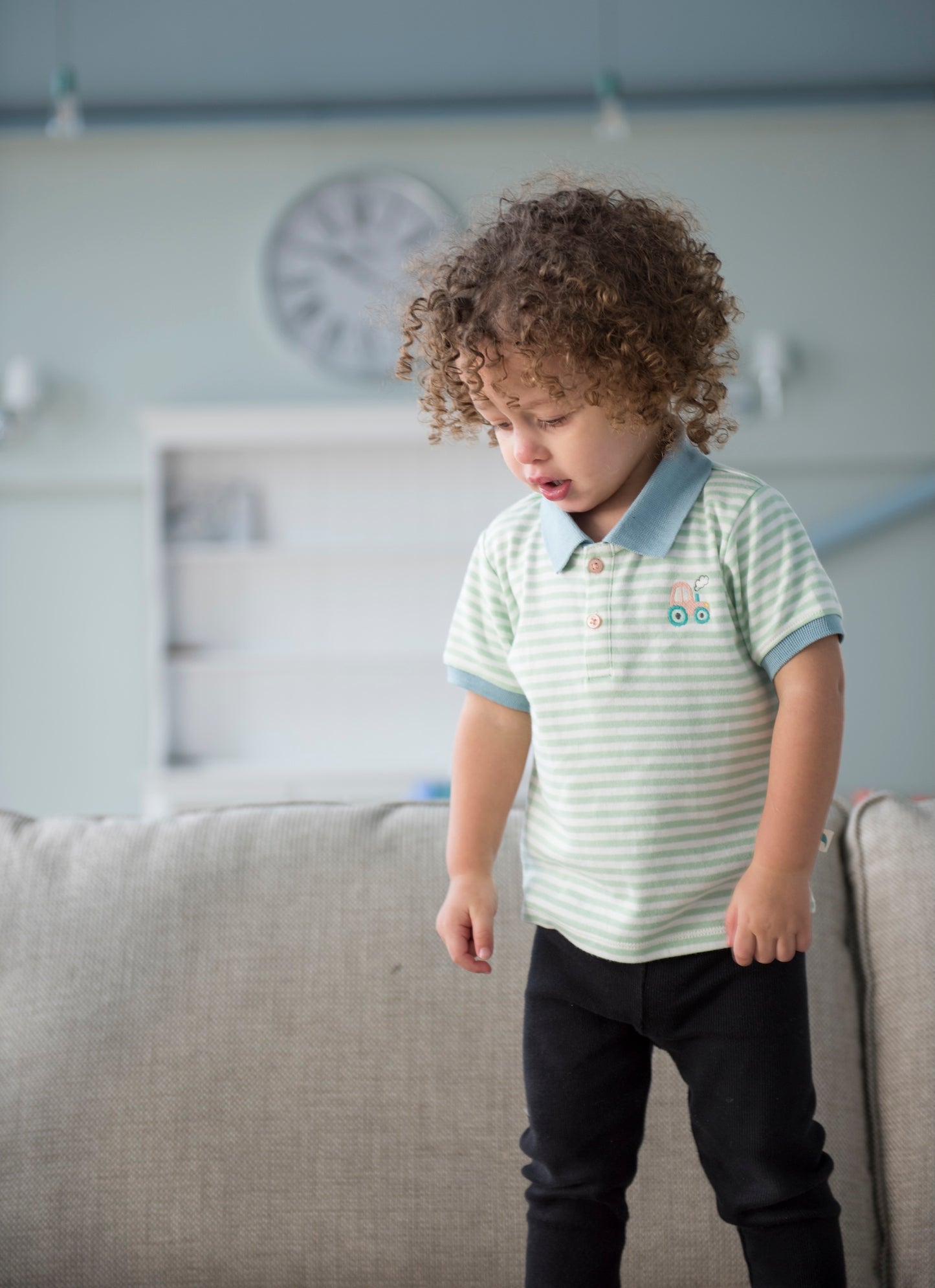 Pure Organic Cotton Striped Tractor Polo Shirt