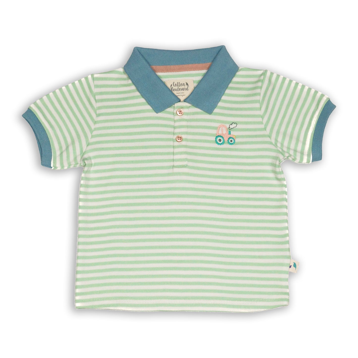 Pure Organic Cotton Striped Tractor Polo Shirt