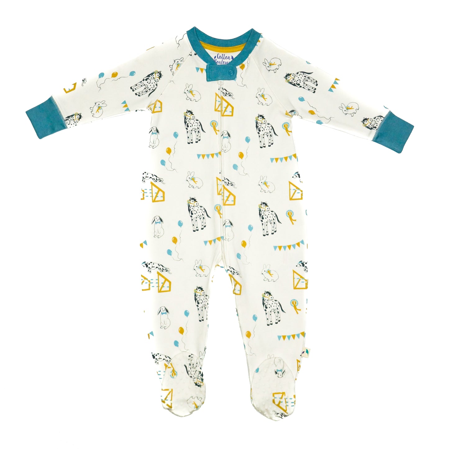 Pure Organic Cotton Country Fair Sleepsuit – Soft, Eco-Friendly Babywear with Charming Fairytale Design